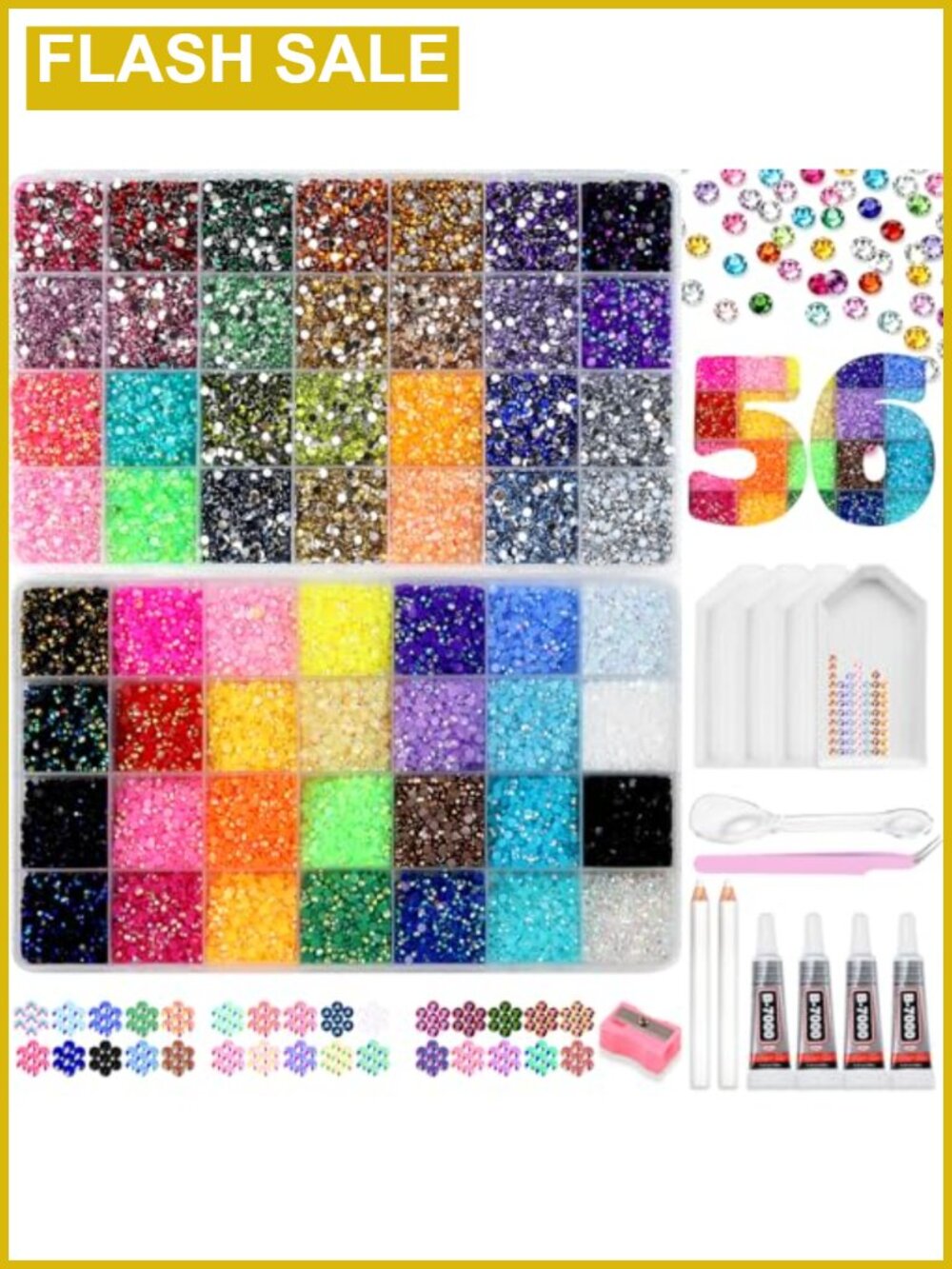 70000 Pcs Bedazzling Kit Rhinestones DIY Craft 56 Colors